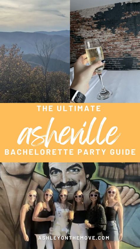 Are you looking for the perfect bachelorette itinerary for your Asheville adventure? Look no further! Asheville is the perfect spot for a bachelorette weekend with its abundance of breweries, outdoor adventure, and luxury excursions your girlfriends will be raving about weeks later! Here's an unforgettable itinerary to show off the best of Asheville during your bachelorette party. Asheville Bachelorette Party, Asheville Bachelorette, Bachelorette Locations, Bachelorette Party Locations, Bachelorette Inspo, Party Itinerary, Bachelorette Party Itinerary, Bachelorette Weekend Itinerary, Bachelorette Party Destinations