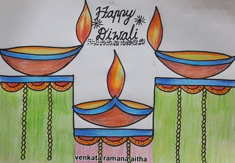 Crayons drawing Diwali Drawing Ideas For Kids, Drawing For Class 3, Diwali Drawing Ideas, Class Board Decoration, Crayons Drawing, Drawing And Colouring, Class Board, Diwali Drawing, Drawing Ideas For Kids