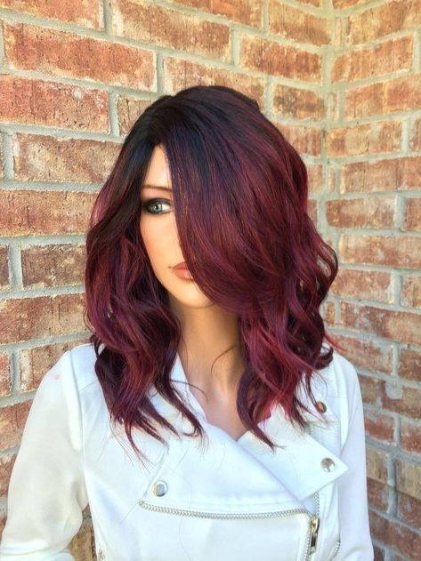 Edgy Hair Color, Wine Hair Color, Red Ombre Hair, Wine Red Hair, Wine Hair, Bella Hair, Hair Color Burgundy, Dark Red Hair, Cherry Wine