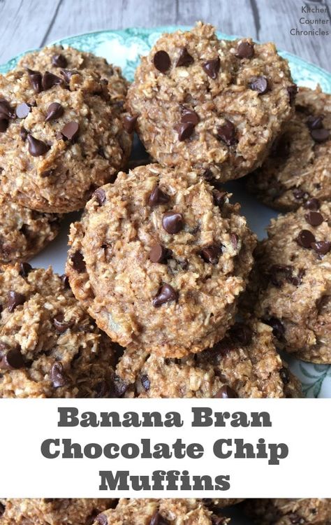 Bran Recipe, Healthy Chocolate Chip Muffins, Banana Bran Muffins, Healthy Chocolate Muffins, Double Chocolate Chip Muffins, Almond Flour Muffins, Wheat Bran, Chocolate Chip Muffin Recipe, Chocolate Muffin Recipe