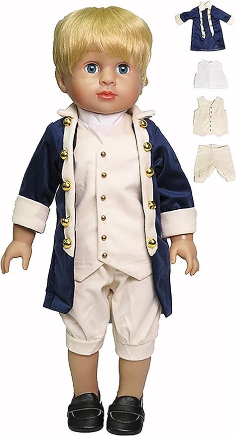 Amazon.com: Colonial Boy`s Outfit 4pc for 18-Inch Dolls | Premium Quality & Trendy Design | Dolls Clothes : Clothing, Shoes & Jewelry Tricorn Hat, White Sleeveless Shirt, Planet For Kids, Boy Doll Clothes, Picture Logo, Bitty Baby, Doll Play, Buckle Shoes, Boy Doll