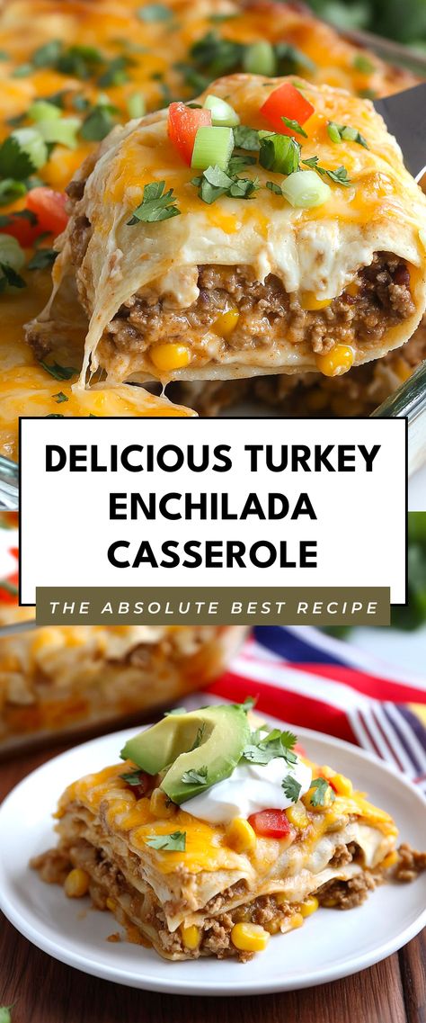 Image for Delicious Turkey Enchilada Casserole Turkey Tortilla Casserole, Enchilada Casserole Turkey, Ground Turkey Recipes For Dinner Healthy Taco Casserole, Stacked Enchiladas Beef, Turkey Mexican Casserole, Turkey Mexican Recipes, Ground Turkey Taco Casserole, Ground Turkey Enchilada Casserole, Enchiladas Turkey