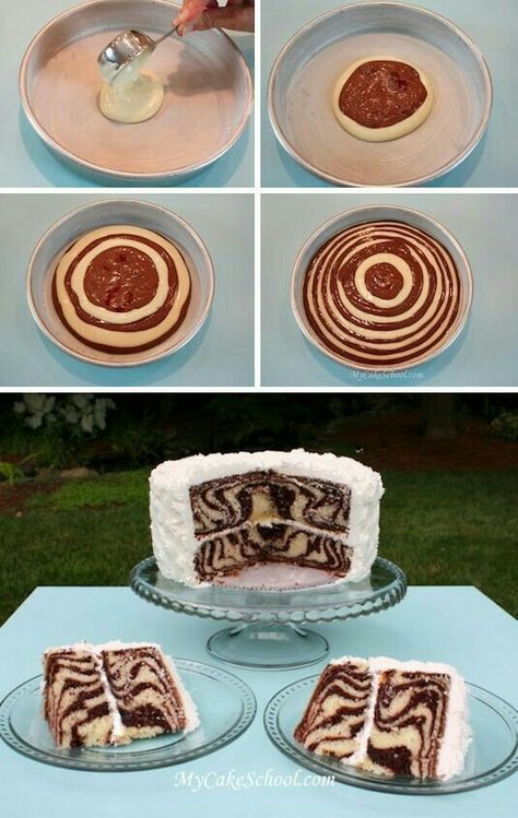 Inside zebra print cake Hollywood Cake, Surprise Inside Cake, Inside Cake, Swirl Cake, Zebra Cake, Baking Stuff, Daniel Tiger, Decorating Cakes, Sweets Cake