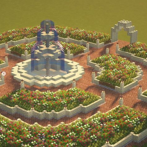 Minecraft Garden Gazebo, Aesthetic Minecraft Village Houses, Minecraft Garden Inspiration, Cottage Core Things To Add To Your Minecraft World, Front Yard Minecraft Ideas, Nice Minecraft Builds, Minecraft Gardens Beautiful, Entrances Minecraft Ideas, Minecraft Garden Fountain