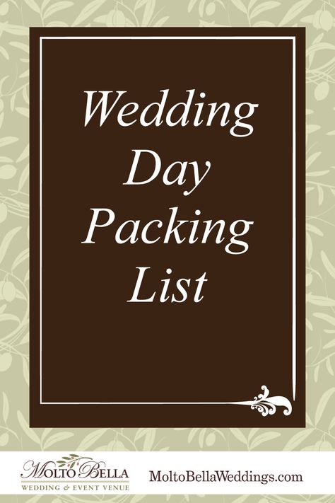 Downloadable list of what to pack on your wedding day.  After marking off the details leading up to the wedding, don’t forget about the small items that can often be forgotten on your wedding day.  #weddingvenue  #Louisianawedding  #packinglist Wedding Day Packing List, Bride Checklist, Louisiana Wedding Venues, Desserts Party, Music Dress, Table Pieces, Bella Wedding, Louisiana Wedding, Day List