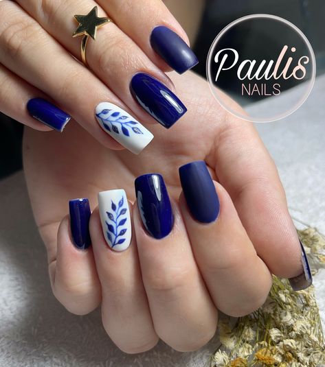 Mack Up, Dark Blue Nails, Minimal Nails Art, Tropical Nails, Minimal Nails, Nail Polish Art, Work Nails, Pretty Nail Art Designs, Blue Nail Designs