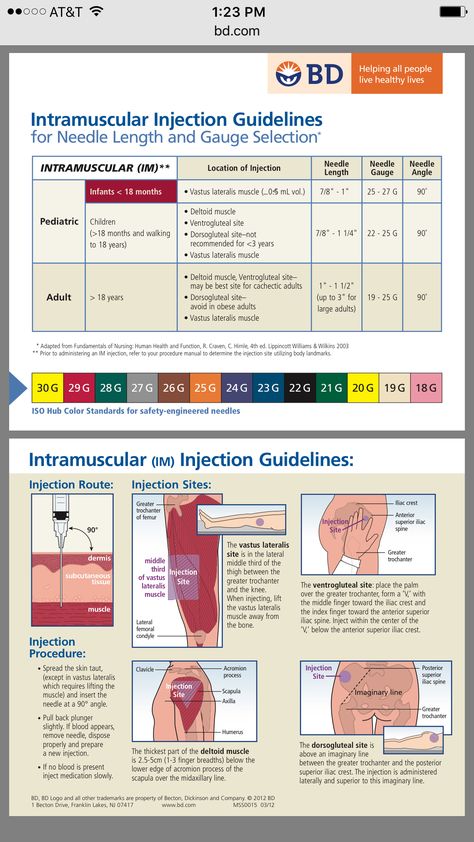 IM Injection Sites & Gauge Sizes Im Injection Sites Cheat Sheet, Im Injections How To Give, Im Injection Sites Nursing, Injection Sites Nursing, Subcutaneous Injection Sites, Needle Gauge Size Chart Nursing, Needle Sizes For Injections, Ceftriaxone Injection, Intramuscular Injection Sites