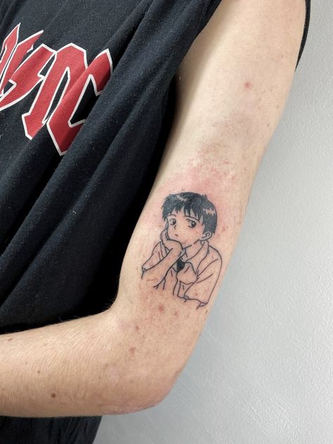 Evangelion Tattoo Ideas, Evangelion Tattoo, Bleach Tattoo, Shin Tattoo, Shinji Ikari, Cartoon Tattoo, Manga Tattoo, Anime Tattoo, Body Is A Temple