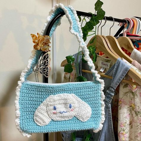 Hayley 沈雪琪 ♡ (she/they) on Instagram: “cinnamoroll bb ☁️ second piece from this series 🥺I rlly wanted to release this with pompompurin, melody and keroppi but idk it felt like…” Crochet Cinnamoroll, Cinnamoroll Bag, Cute Crochet Ideas, Sanrio Crochet, Cute Embroidery Patterns, Kawaii Crochet, Crochet Inspo, Yarn Thread, Cute Embroidery