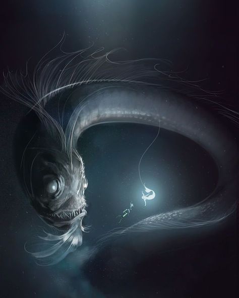 Sea Monster Art, Ocean Monsters, Sea Creatures Art, Creature Fantasy, Illustration Fantasy, Sea Illustration, Deep Sea Creatures, Creature Drawings, Fantasy Monster