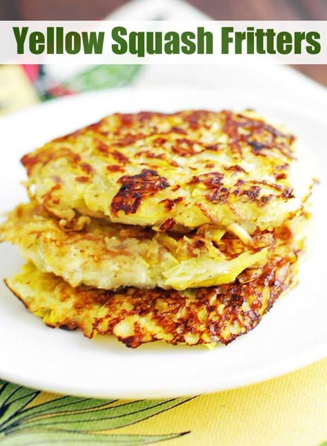 Delicious yellow squash fritters make a great alternative to hash browns. They are wonderfully crispy! Whole30 Squash Recipes, Yellow Squash Healthy Recipes, Keto Squash Recipes Yellow, Low Carb Summer Squash Recipes, What Can I Make With Squash, Paleo Yellow Squash Recipes, Yellow Squash Breakfast Recipes, Flaxmeal Recipes, Keto Squash Recipes