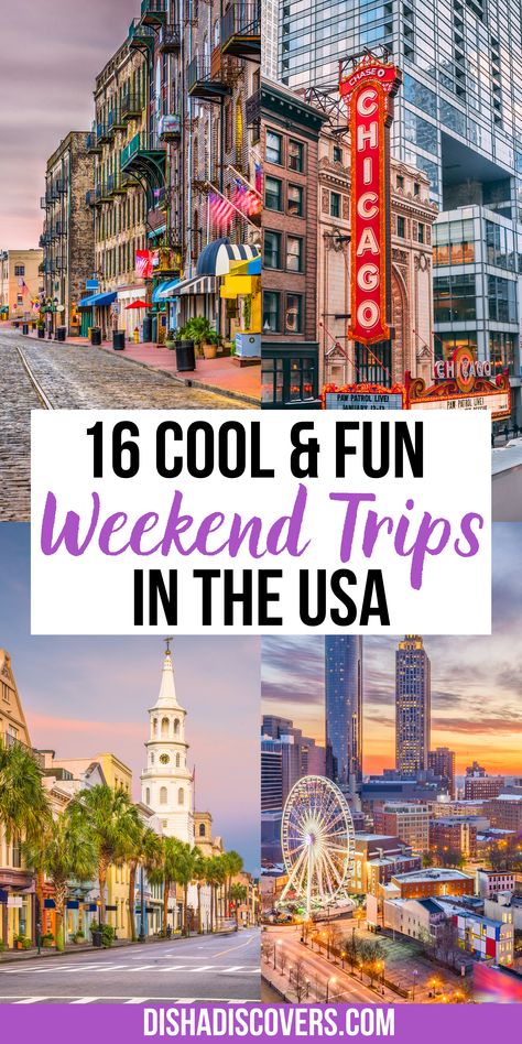 Best 3 Day Weekend Trips, Must See Travel Destinations, Memorial Day Weekend Trips, Best Short Trips Usa, Usa Weekend Trips, Fun Trips With Friends, Best 4 Day Vacations In The Us, Anniversary Vacation Ideas United States, Vacation Ideas For Couples United States