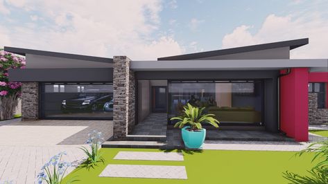 Butterfly House Plans South Africa, Butterfly Roof House South Africa, Flat Roof House Design In South Africa, 3 Bedroom House Plans South Africa, Butterfly Roof House Modern Homes, Butterfly Roof Design, Butterfly Roof House, Flat Roof House Designs, Modern Brick House