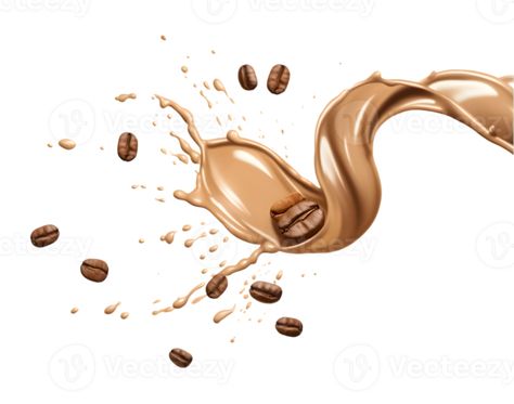 coffee splash wave with coffee beans isolated on a transparent background Coffee Splash Photography, Drip Coffee Illustration, Drip Coffee Photography, Spilled Coffee Art, Coffee Splash, Coffee Transparent Background, Coffee Jelly, Milk Splash, Face Aesthetic