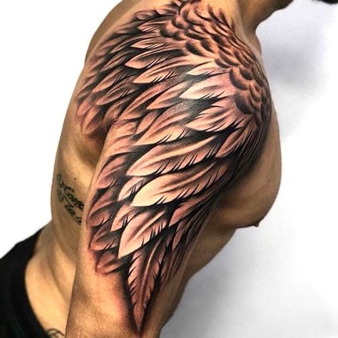 Angel Wing Tattoo, Tato Maori, Wing Tattoo Men, Cool Half Sleeve Tattoos, Octopus Tattoos, Half Sleeve Tattoos For Guys, Wing Tattoo, Full Sleeve Tattoos, Arm Sleeve Tattoos