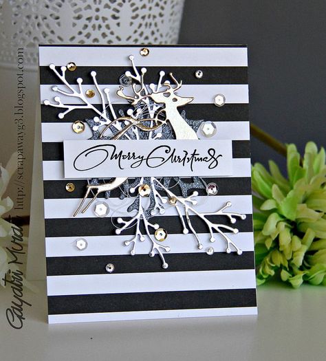 Christmas card series - Set II White Christmas Cards, White Christmas Card, Kraft Cards, Winter Karten, Black And White Christmas, Christmas Card Inspiration, Homemade Christmas Cards, Stampin Up Christmas, Diy Christmas Cards