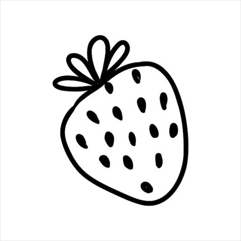 Hand drawn cute doodle strawberry strawb... | Premium Vector #Freepik #vector #strawberry-cartoon #strawberry-pattern #strawberry #kawaii-pattern Strawberry Doodle Drawing, Strawberry Easy Drawing, Strawberry Doodle Aesthetic, Cute Strawberry Doodle, How To Draw A Strawberry, How To Draw Strawberry, Doodle Strawberry, Strawberry Drawing Simple, Yearbook Doodles