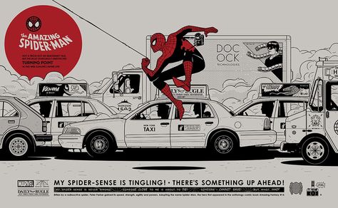 Tom Whalen, Spiderman Poster, New York Taxi, Laptop Wallpapers, Wallpaper Themes, Marvel Show, The Amazing Spider Man, Phone Ideas, Marvel Posters