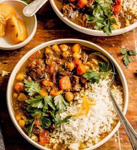 Moroccan Lamb Stew (Instant Pot) Instant Pot Lamb Stew, Lamb Stew Instant Pot, Morrocan Stew, Instant Pot Moroccan, Moroccan Lamb Stew, Carrots And Chickpeas, Moroccan Chickpea Stew, Moroccan Stew, Lamb Stew Recipes