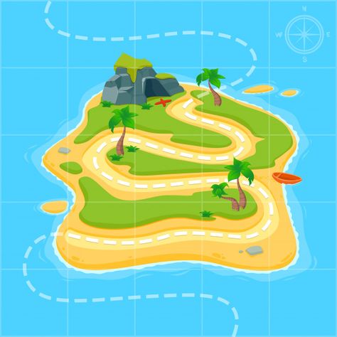 Treasure map for game. | Premium Vector #Freepik #vector #water #line #map #cartoon Map Cartoon, Knight On Horse, Cartoon Map, Game Map, Isometric Map, Pirate Island, Map Games, Game Style, Cooking Game