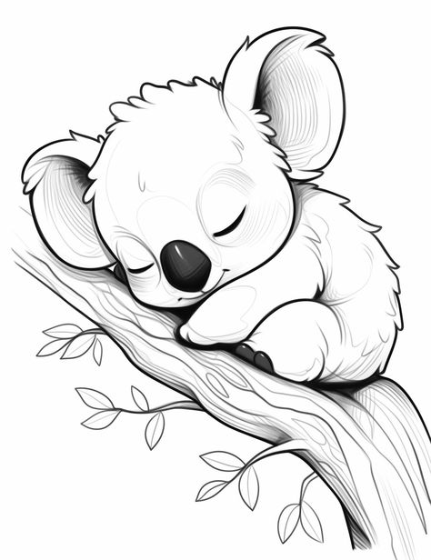 Koala Pencil Drawing, Cute Coloring Pages Free Printable, Koala Coloring Pages, Amazing Sketches, Koala Illustration, Koala Drawing, Our Mindful Life, Baby Animal Drawings, Love Coloring Pages