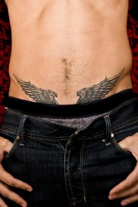 Angel wings on lower abs Tattoo On Lower Stomach, Pelvic Tattoos, Lower Belly Tattoos, Angel Wing Tattoo, Abdomen Tattoo, Mens Body Tattoos, Lower Stomach Tattoos, Wing Tattoo Men, Ab Tattoo