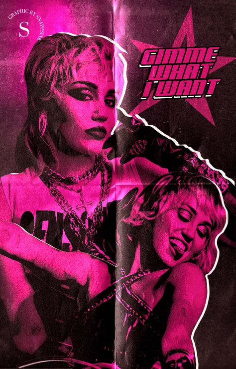 80s Cover Art, Punk Rock Barbie, Pink Grunge Poster, Pink Y2k Poster, Rockstar Poster, Grunge Magazine, Miley Cyrus Poster, Punk Rock Wallpaper, 80s Cyberpunk