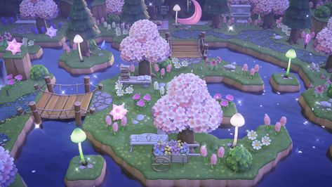 Animal Crossing Fairycore Designs, Acnh Entrance Inspiration Fairy, Animal Crossing Fairy Core Entrance, Fairycore Aesthetic Animal Crossing, Fairy Animal Crossing Island, Acnh Fairycore Shopping District, Fairy Core Island Animal Crossing, Acnh Fairycore Neighborhood, Dreamy Animal Crossing Island