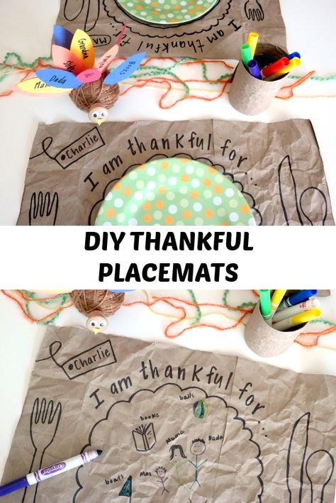 How to Make DIY Thankful Placemats - C.R.A.F.T. Thanksgiving Placemats Kids Crafts, Kids Thanksgiving Placemats Craft, Thanksgiving Placemats Kids, Thanksgiving Placemats Preschool, Easy Placemats, Easy Diy Thanksgiving, Fun Thanksgiving Crafts, Thanksgiving Placemats, Diy Placemats