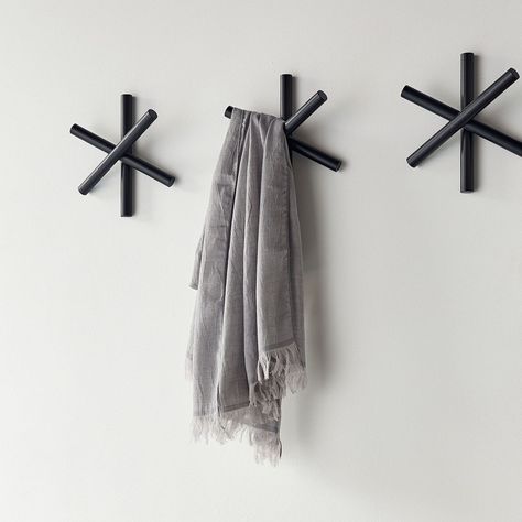 swissmiss | Logs Coat Hanger Wall Hanging Coat Rack Ideas, Pile Of Logs, Farmhouse Coat Rack, White Coat Rack, Black Wall Hooks, Coat Tree, Pool Bathroom, Barber Shop Decor, Indoor Fountain