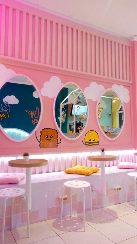 Bubble Tea Store Interior Design, Bubble Tea Shop Design Interior, Dessert Cafe Interior, Korean Cafe Interior Design, Tea Store Design, Bakery Shop Design, Bakery Interior, Bakery Design Interior, Bubble Tea Shop