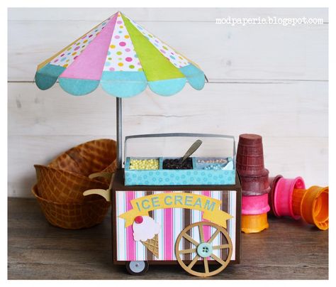 Cardboard Ice Cream Truck Diy, Cardboard Ice Cream Shop, Ice Cream Truck Craft, Ice Cream Cart Diy, Ice Cream Truck Cardboard, Ice Cream Cart Design, I’ve Cream Truck Cardboard, Carton Diy, Old Fashioned Ice Cream