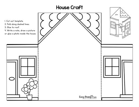 Paper House My Family Craft Template, House Template Printable For Kids, Family Crafts Preschool, Family Tree Worksheet, Paper House Template, Education Poster Design, Diy Preschool, Glue Craft, House Template