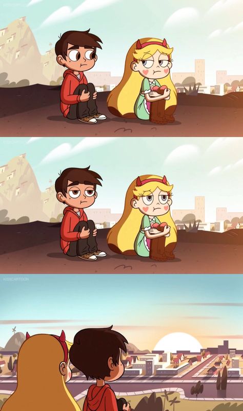 They are loOKING AT THE FLIPPING SUN SET TOGETHER!!!!!!! Star E Marco, Starco Comic, Good Cartoons, Pinturas Disney, Sun Set, Star Vs The Forces Of Evil, Star Butterfly, Star Vs The Forces, Cartoon Icons