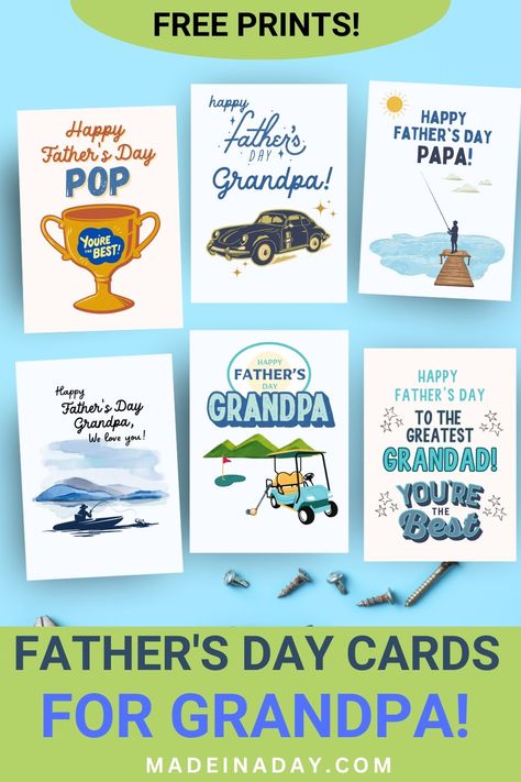 This Father's Day celebrate, honor and appreciate your fathers, grandfathers, and father figures with a sentimental card from my printable Grandad Father's Day Card set! fathers day card for papa, papa fathers day card, fathers day cards for grandfather, grandpa fathers day card Cards For Grandfather, Grandpa Fathers Day Card, Card Fathers Day, Father's Day Printable, Fathers Day Card, Diy House Projects, Fathers Day Crafts, Father Figure, Father's Day Card