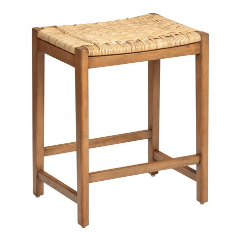 Amolea Wood and Rattan Backless Counter Stool - World Market