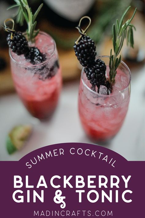 Muddled fresh blackberries blend with tonic water, refreshing gin, and freshly squeezed lime to make this cocktail recipe that’s perfect for summertime entertaining. This blackberry gin and tonic recipe will The post HOMEMADE BLACKBERRY GIN AND TONIC RECIPE appeared first on Mad in Crafts. Gin And Tonic Recipe, Gin Tonic Recipe, Blackberry Gin, Healthy Snack Choices, Summertime Cocktail, Spring Cocktail, Tonic Recipe, Gin Recipes, Iced Tea Recipes