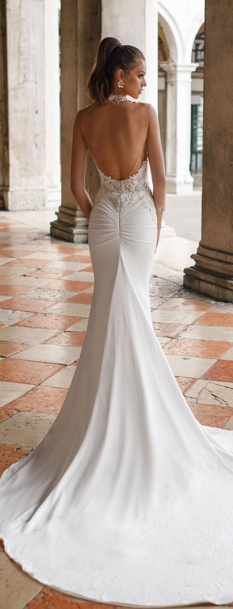 Julie Vino Spring 2018 Wedding Dress -Venezia Bridal Collection Julie Vino Wedding Dress, Halter Wedding Dress, Detachable Train, Wedding Dresses 2018, White Wedding Dress, Fit And Flare Wedding Dress, Backless Wedding, Fitted Wedding Dress, Gorgeous Wedding Dress