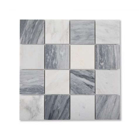 Marble Tile Sample Casablanca Carrara & Bardiglio Grey Marble 3" Checkerboard Mosaic Partial Sheet Riad Tile, Mosaic Marble, Marble Subway Tiles, Bronze Fixtures, Interior Tiles, Black And White Tiles, Modern Tiles, Moroccan Tile, Marble Slab