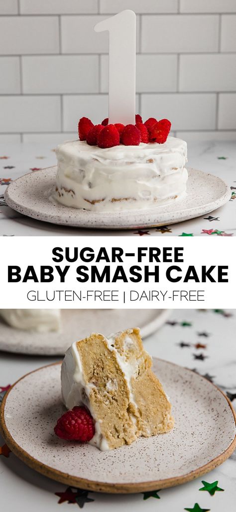 Sugar Free Smash Cake, Smash Cake Recipe, Baby Smash Cake, Healthy Smash Cake, Sugar Free Frosting, Unbound Wellness, Smash Cake Recipes, Dairy Free Frosting, Almond Flour Cakes