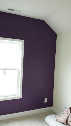 Purple accent wall for a customer.. Purple Accent Wall Office, Purple Accent Wall, Painting Business, Attic Room, Attic Rooms, Purple Accents, Accent Wall, Lighted Bathroom Mirror, Reno