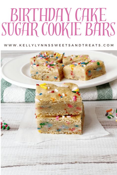 Birthday Cake Sugar Cookie Bars - Kelly Lynn's Sweets and Treats Chex Cereal Treats, Sugar Cookie Cake Recipe, Sugar Cookie Cake, Punch Recipes For Kids, Lofthouse Sugar Cookies, Dry Cake, Easy Punch Recipes, Sugar Cookie Cakes, Healthy Ice Cream Recipes