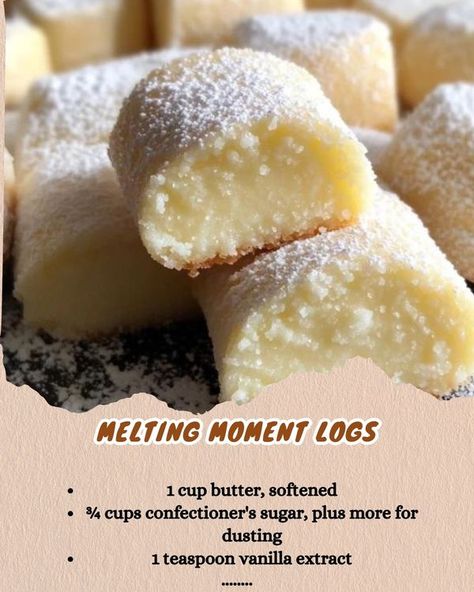 Melting Moments, Confectioners Sugar, 1 Cup, Easy Recipes, Vanilla Extract, Vanilla, Easy Meals, Butter, Baking