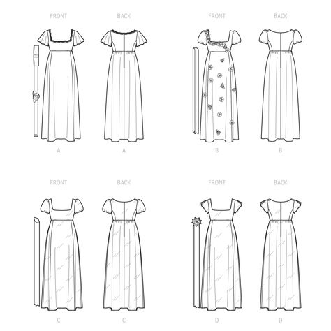 Simplicity 9434 Misses' and Women's Regency Era Style Dresses Midsummer Costume, Regency Dress Pattern, Regency Dresses, Style Dress Patterns, Dress Overlay, Sewing Machine Brands, Regency Era Fashion, Era Fashion, Sewing Pattern Shop