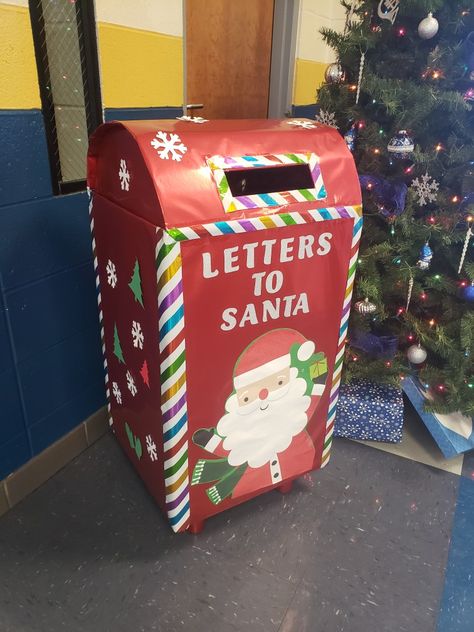 Christmas Letter Box Diy, Cardboard Mailbox Diy Christmas, North Pole Mailbox Diy, Letters To Santa Mailbox Diy Cardboard, Santa Claus Mailbox Diy, Santa Letter Mailbox Diy, Santa Mail Box Diy, Diy Letters To Santa Mailbox Christmas, Santa Letter Station