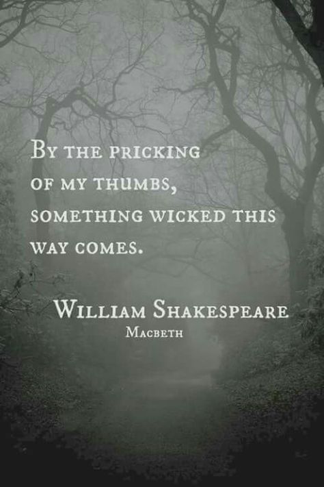 By the pricking of my thumbs, something wicked this way comes. William Shakespeare: Macbeth Macbeth Key Quotes, Quotes Literature, Key Quotes, William Shakespeare Quotes, Shakespeare Quotes, Something Wicked, Classic Book, Literature Quotes, Halloween Quotes