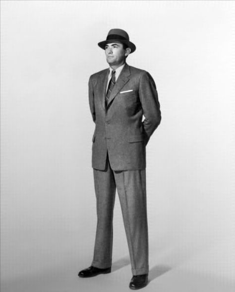 Gray flannel suit- In the 1950s this suit was worn very frequently by man and this era was known for its gray flannel suits. Suits were very popular among men and boomed during this time. 1950s Fashion Men, 1950s Fashion Menswear, 50s Mens Fashion, 1950 Men, 1950s Man, 1950s Men, 1950s Mens Fashion, Mens Fashion Vintage, 1950 Fashion