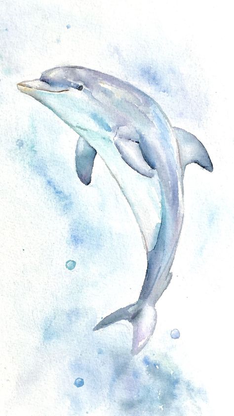 Sea Creatures Drawing, Dolphin Drawing, Dolphin Painting, Sea Creatures Art, Dolphin Art, Arches Watercolor Paper, A Dolphin, Creature Drawings, Ocean Art