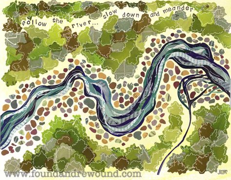 River Map Illustration, River Collage Art, River Of Life Drawing, River Abstract, River Illustration Simple, River Mural, River Of Life, Abstract River Painting, River Artwork