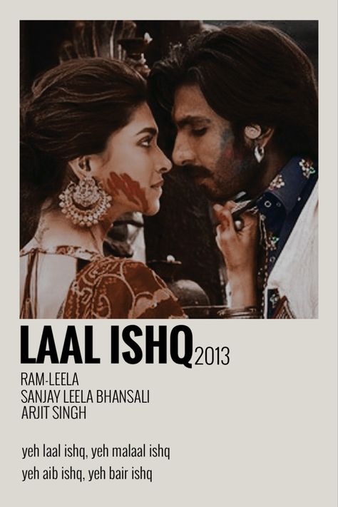 Ramleela Movie Aesthetic, Bollywood Songs Poster, Laal Ishq Aesthetic, Ram Leela Aesthetic, Laal Ishq Song, Gargi Vachaknavi, Sanjay Leela Bhansali Aesthetic, Iconic Bollywood Characters, Bollywood Film Posters